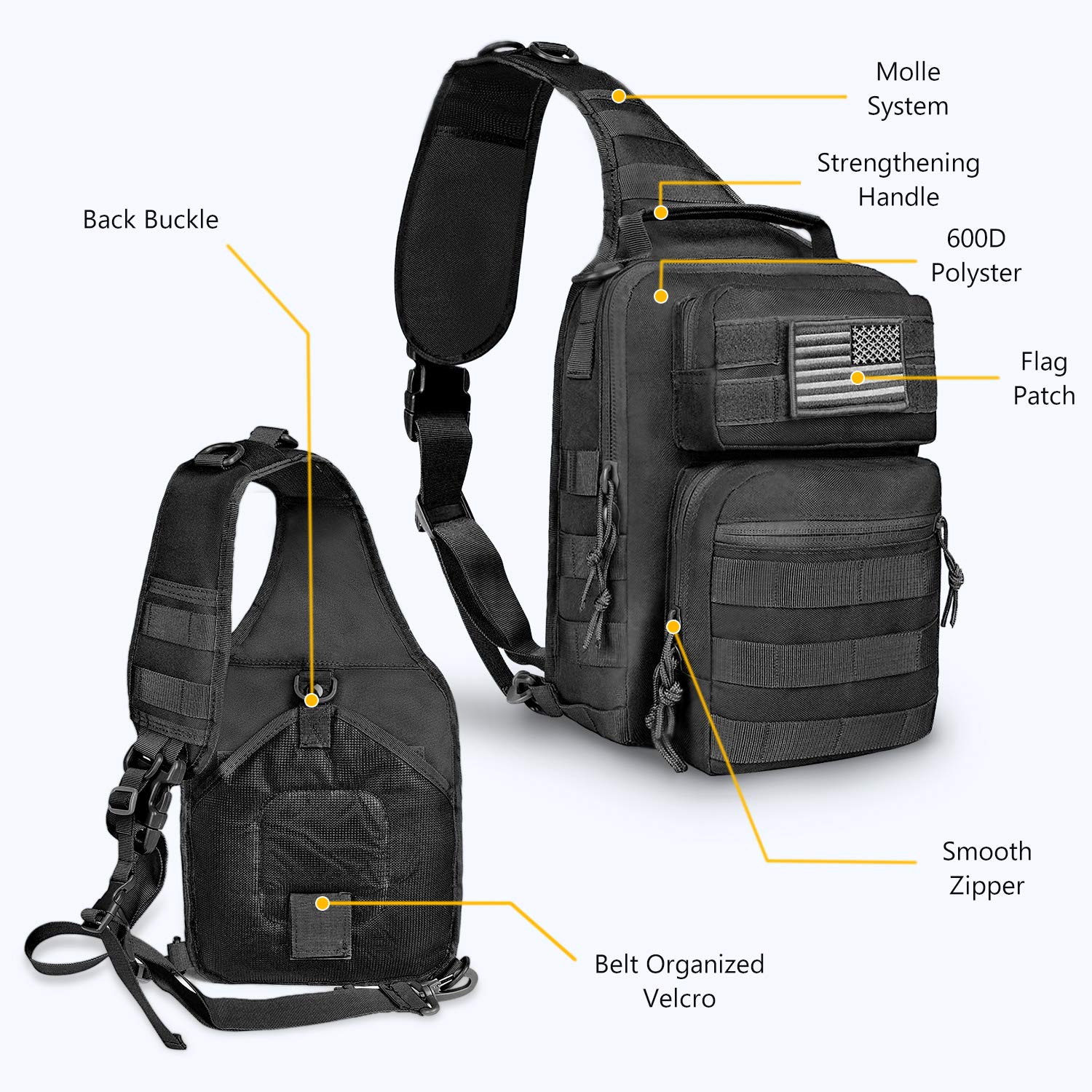 CVLIFE Tactical Sling Bag Pack Military Rover Shoulder Sling Backpack Molle Range Bag EDC Small Day Pack with Padding Pocket