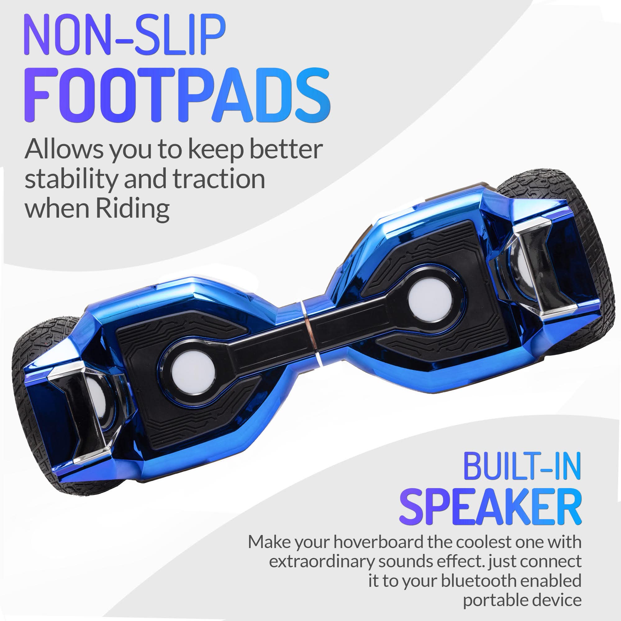8.5” All Terrain Hoverboard for Adults, Hover Board with Bluetooth and LED Lights, UL2272 Safety Certified