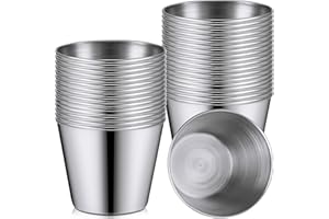 100 Pieces 1.5 oz Metal Ramekins Dipping Sauce Cups Stainless Steel Condiment Cups Small Metal Ramekins for Kitchen Restauran