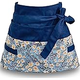 MILCIL Garden Apron for Woman, Serve Apron Cute, Flora Half Apron with 8 Pockets, Valentines Gift for Mom Wife Girlfriend