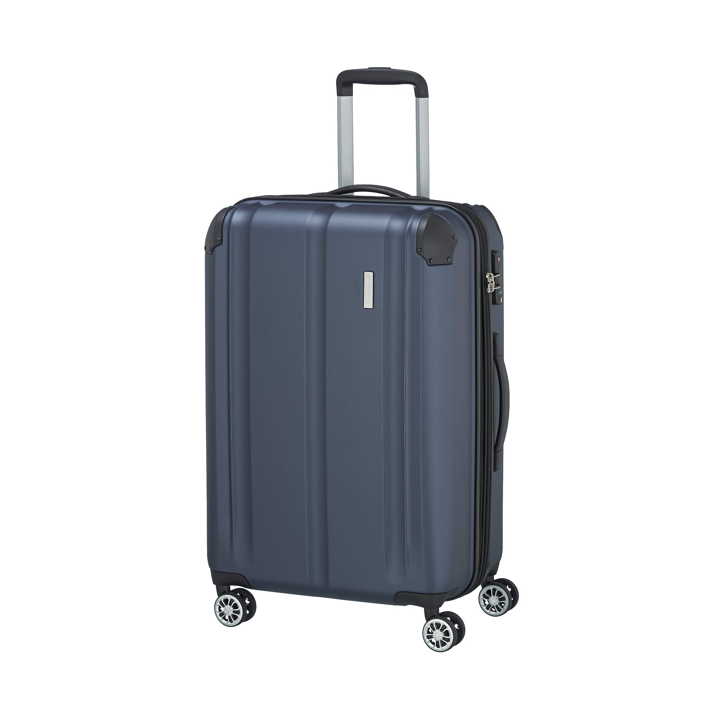 travelite Hard Shell Suitcase Medium, Expandable, 4 Wheels, City, Trolley with Scratch-Resistant Surface, TSA Lock, Expansion fold, 68 cm, 78-86 l