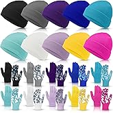 JaGely 20 Pcs Kids Hats Gloves Winter Bulk Knit Beanie Caps Warm Anti-Slip Gloves for Ages 5-10 Boys Girls