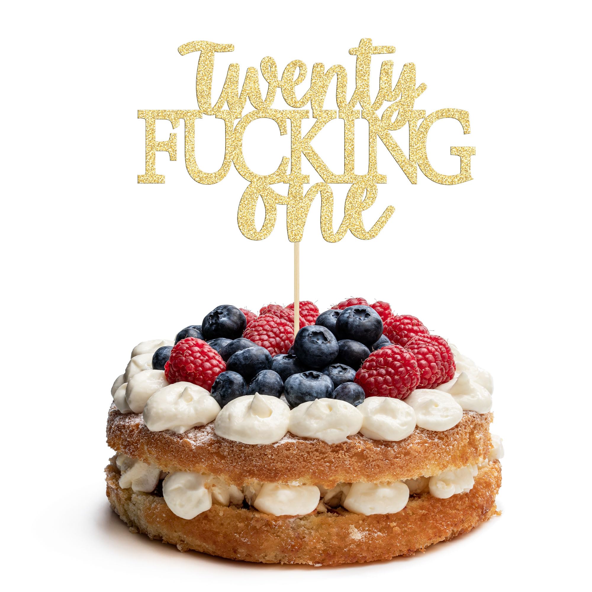 Gyufise Gold Giltter Twenty Fucking One Cake Topper Happy 21st Birthday Cake Decoration Legal AF Cake Decor for Finally 21 Funny Birthday Party Supplies