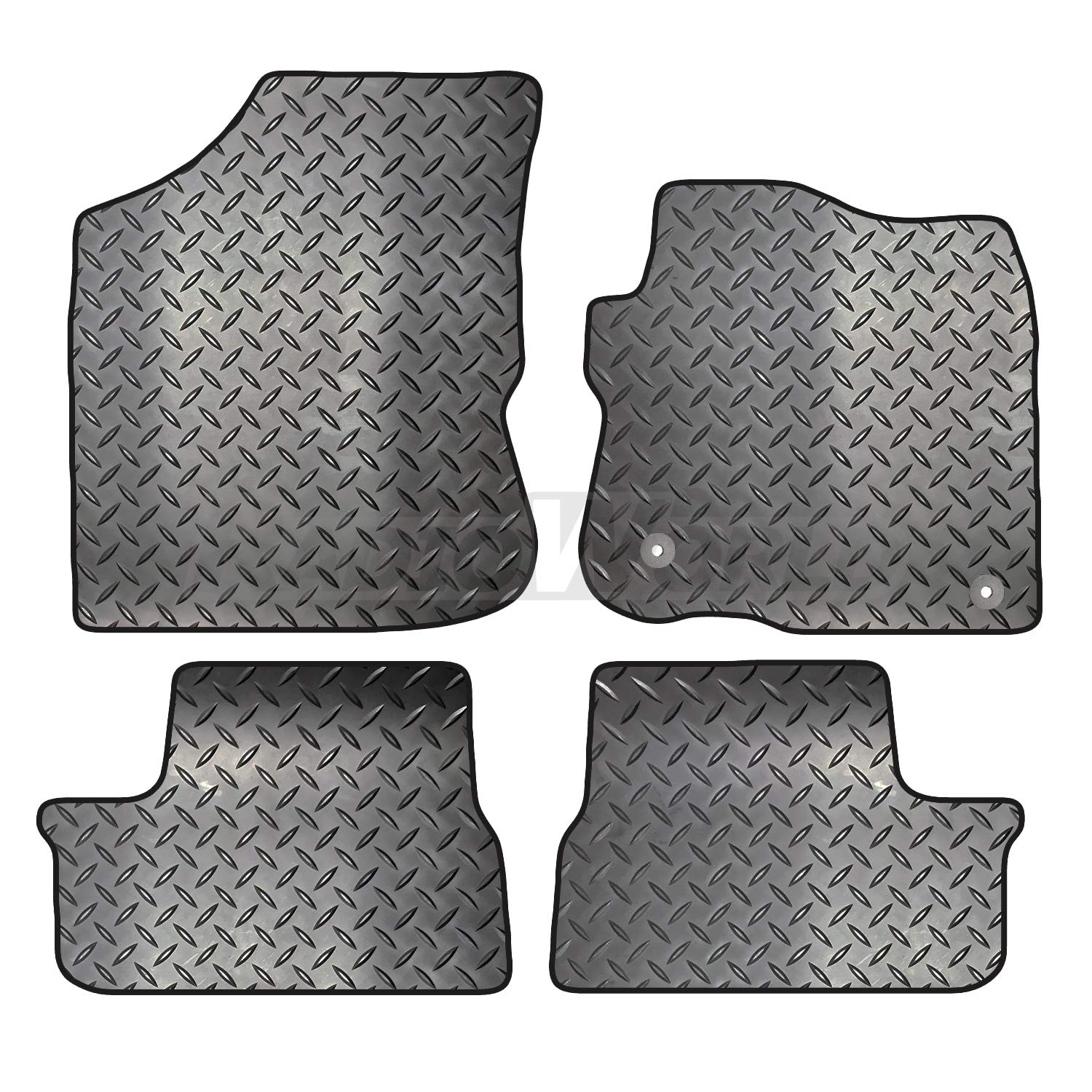Carsio Rubber 4 Piece Car Mat Set For Peugeot 208 & 2008 2012 to 2019 with [2 Clips] Tailored Fit Floor Mat Complete Accessory Black Custom Fitted - All Weather & Heavy Duty, Anti-Slip Backing