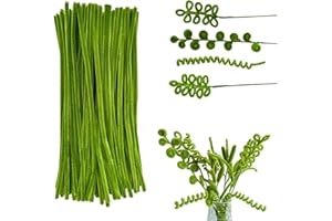 WNYBRIO 300pcs Bulk Green Pipe Cleaners Chenille Stems - Soft Craft Supplies for DIY, Flowers, Art, Sensory Play (0.24x12 Inch/6mm x 30cm)