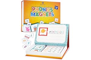 THE BAMBINO Tree Alphabet and Phonics Magnets - CVC Word Builder with Picture Flash Cards - Magnetic ABC Board with Letters and Phonetic Blend Magnet Tiles - Learn to Spell and Read