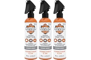 RANGER READY REPELLENTS Ranger Ready Permethrin Spray for Clothes and Outdoor Gear - Permethrin Insect & Tick Repellent - Scent Zero (8oz, Pack of 3)