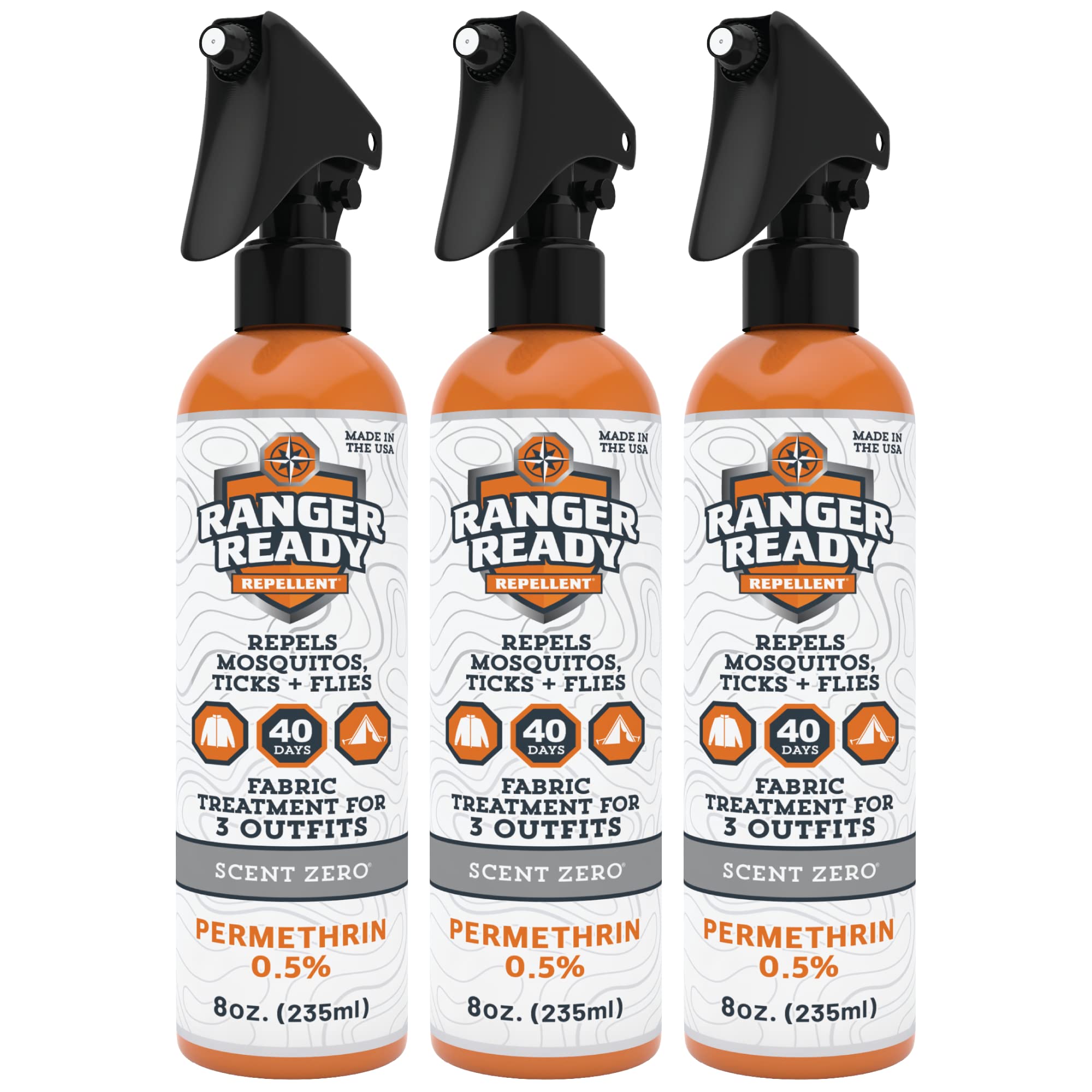 Photo 1 of Ranger Ready Permethrin Spray for Clothes and Outdoor Gear - Permethrin Insect & Tick Repellent - Scent Zero (8oz, Pack of 3)