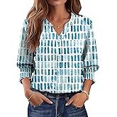 LOMON Button Down Shirts for Women 3/4 Length Sleeve Business Casual Blouses 2026 Summer Tops