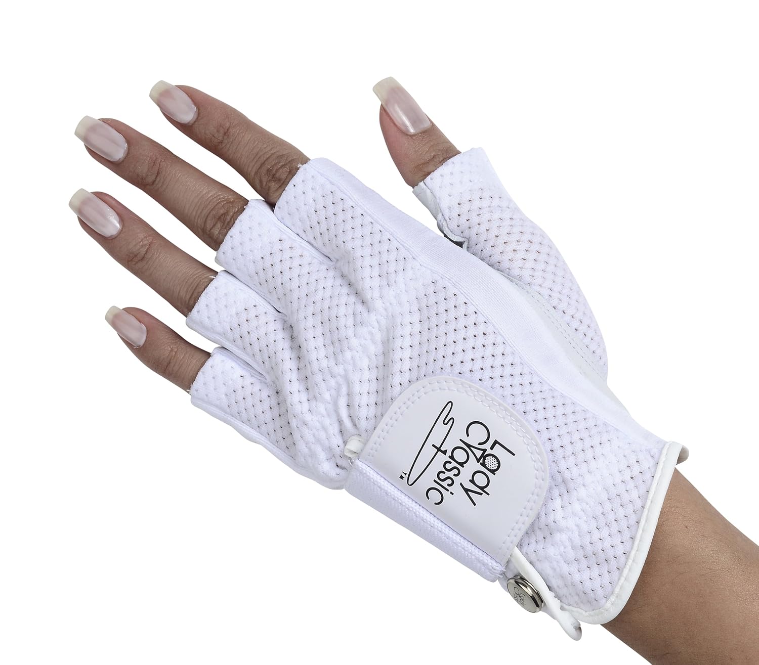 Lady Classic Cabretta 1 2 Finger Golf Glove White Small LH