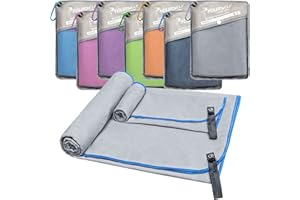 SYOURSELF 2 Pack Microfiber Camping Towel, Quick Dry Towel, Soft Absorbent Compact Travel Gym Workout Sweat Towel for Beach Yoga Swim Travel Camping Hiking Backpack Essentials (L:60"x30"+12"x24")
