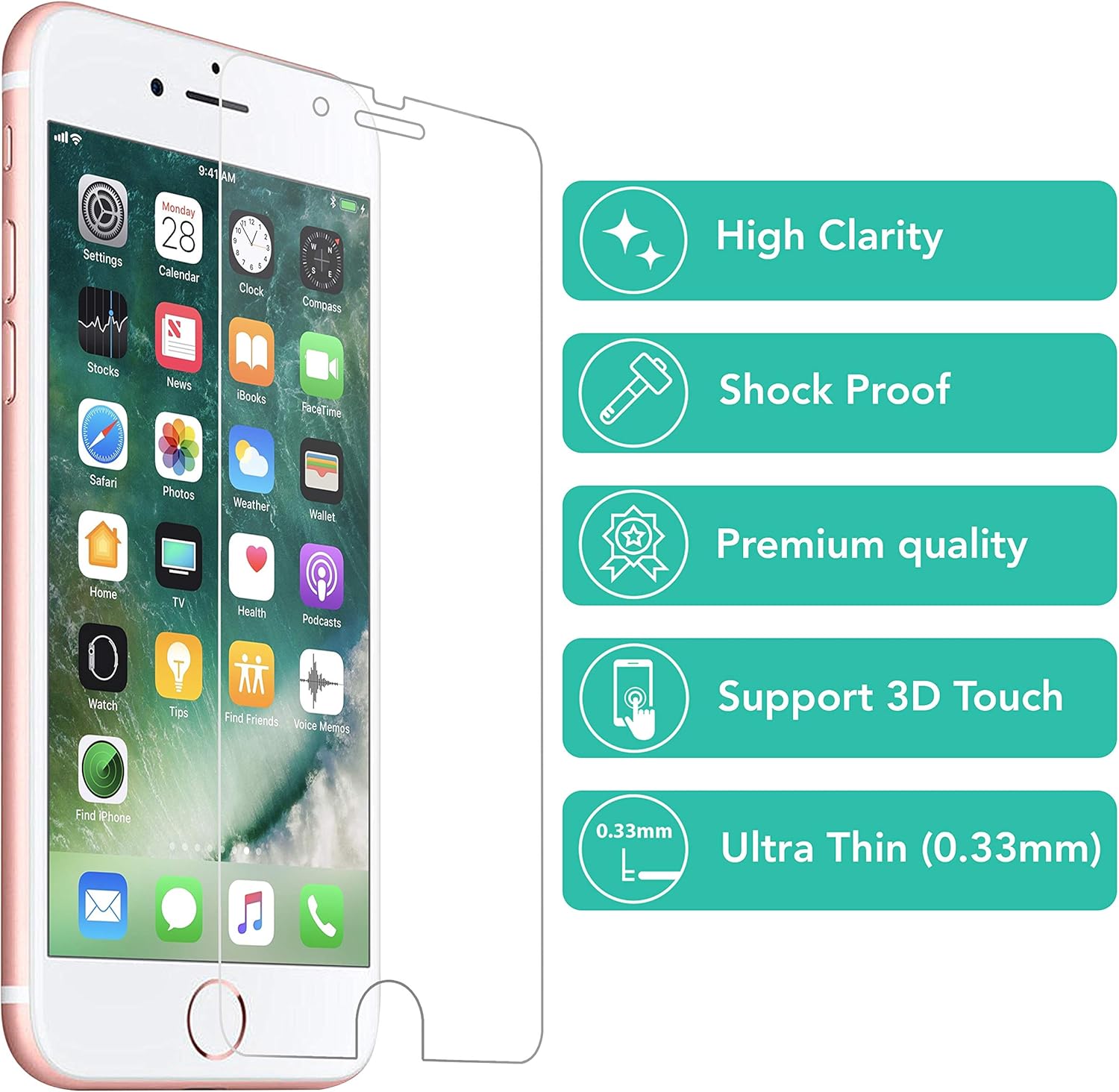 iSOUL Screen Protector for iPhone 8 and iPhone 7, iPhone 6s, iPhone 6, 4.7-Inch, Case Friendly, Tempered Glass Film, 4-Pack - Image 4