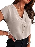ANRABESS Women Tops Cap Sleeve Textured Dressy