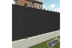 Patio 4 x 25 Fence Privacy Screen Black Commercial Grade Mesh Shade Fabric with Brass Gromment Outdoor Windscreen with Zipties