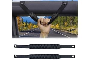 Roll Bar Grab Handles, 2Pcs Paracord Grip Handles for Ford Bronco Accessories 2021 2022 (Black)