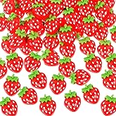 DREMISI 60Pcs Resin Strawberry Flat Back Strawberry Slime Charms Resin Cabochons Imitation Food Flat backs Buttons Beads for Jewelry Making DIY Crafts Scrapbooking Embellishment Hair Clips Accessories