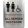 All Gender Restroom Sign by GDS - ADA Compliant, Wheelchair Accessible, Raised Icons, & Grade 2 Braille - Includes Adhesive S