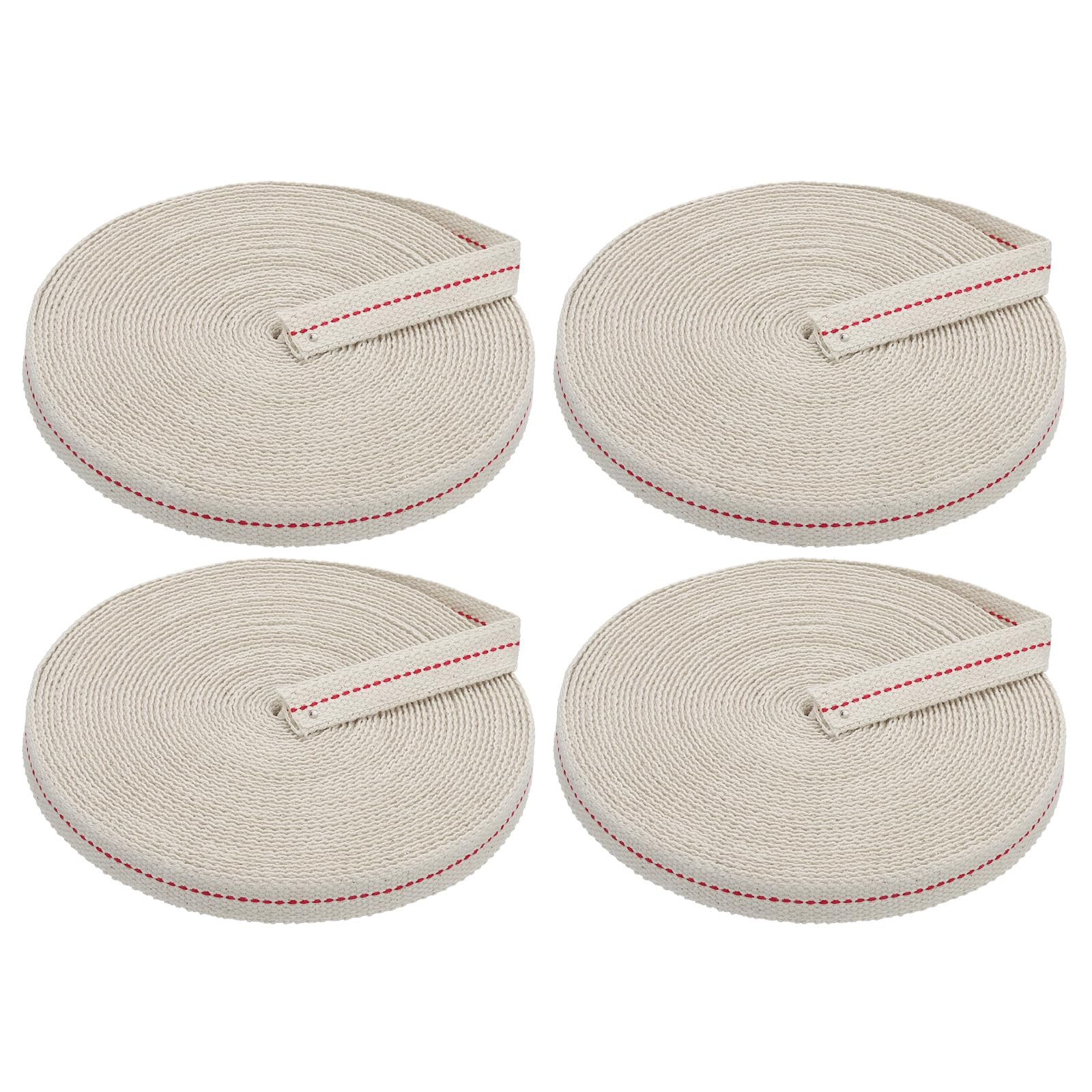 PATIKIL 5/8" Wide 33 Feet 100% Cotton Flat Wick, 4 Rolls Oil Lamp Wicks with Red Stitch for Kerosene Lamp Lantern Oil Burner