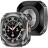 Metal Case for Samsung Galaxy Watch Ultra (2025/2024) 47mm, Rugged Stainless Steel Protective Bumper with Back Cover, Thin Shockproof Protective Cover for Galaxy Watch 7 Ultra