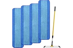 ZIONYA 4 Pack Microfiber Cleaning Pad for Rubbermaid Commercial 18 Inch Mop and 17 Inch Mop, Reusable Wet & Dry Mop Refills for Commercial Flat Mop System 18" and 17", for Multi-Surface Floors