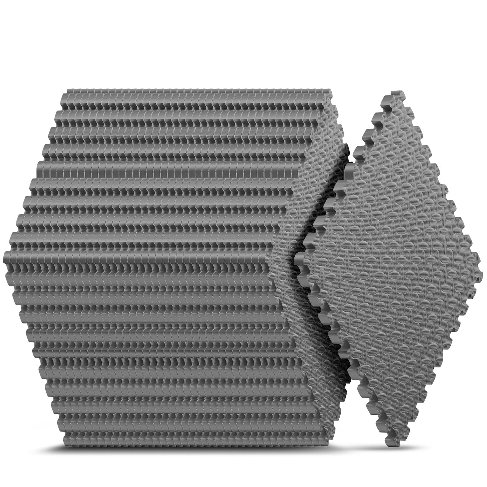 32 Pack Home Gym Mat, Puzzle Exercise Mat, 1of EVA Interlocking Foam Floor Tiles for Home Workout Equipment and Kids' Play Areas - Grey, 24 in x 24 in x ½ in - 32 Tiles (Grey, 32 Pack 128 sq ft) Image