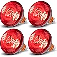 4 Pack 250 Watts Heat Lamp Bulbs, R40 Brooder Heat Lamp for Chickens, Infrared Reflector Heat Bulbs for Brooder Heater, Incandescent Heating bulb for Pet, Light Therapy, Bathroom, Food