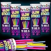 Party City 500 Glow Sticks Bulk Party Pack 8”– Neon Glow in the Dark Party Supplies, Glowsticks with Connectors Bracelets & Necklaces, Light Up Favors for Kids, Adults, Birthdays, Parties, Decorations