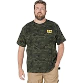 CAT Men's Trademark T-Shirts with Shape-Retention Rib Trim Spandex, Tagless Neck, and Cat Logo on Left Chest