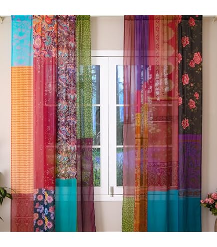 Amazon.com: Cuisine Haven Assorted Vintage Silk Sari Curtain for