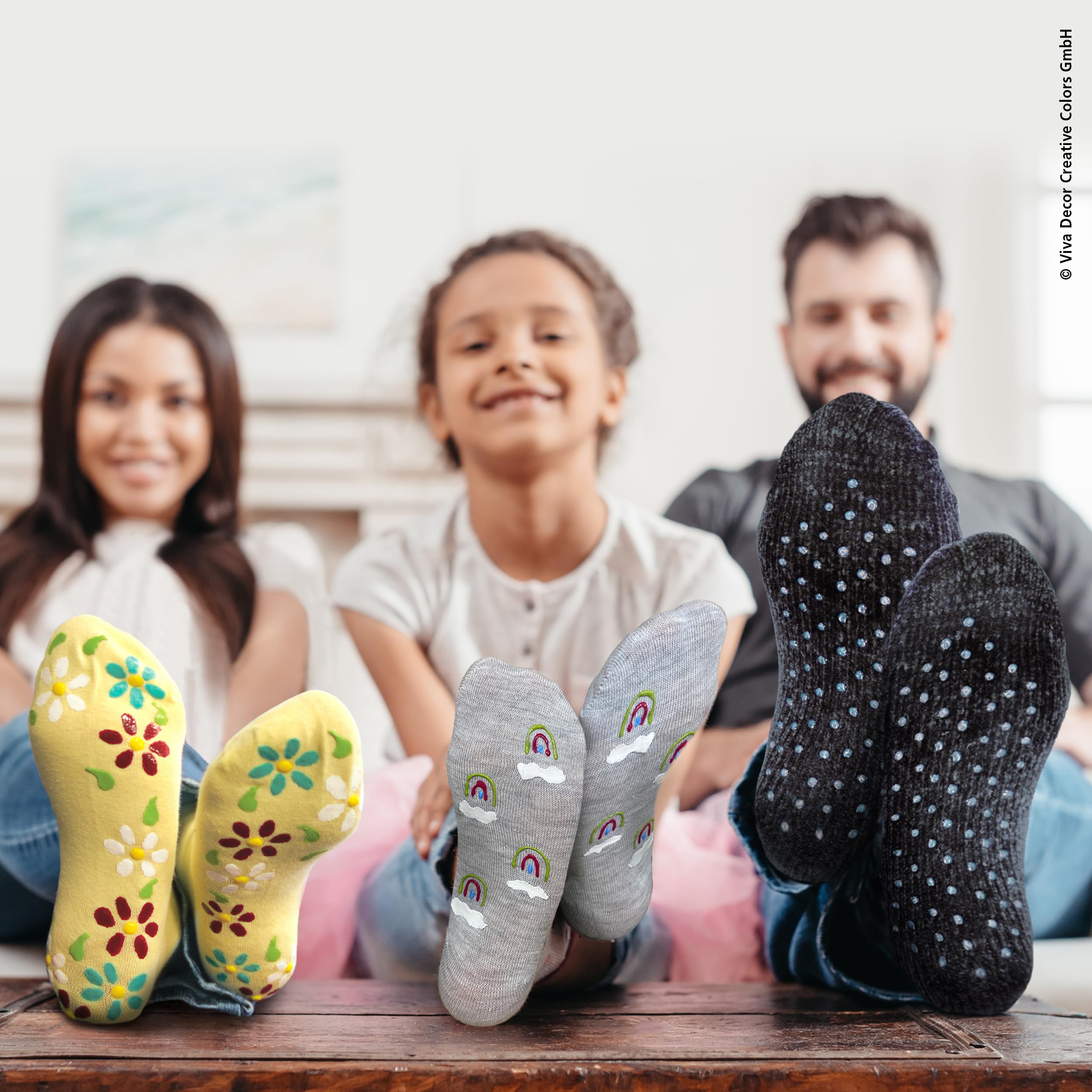 Viva Decor ABS Sock Stop (2.77 Fl oz, Transparent) - Fabric Paint for Non-Slip Socks, Bath Mats & More - Latex-Free, Water-Based, Washable - Secure Traction for All Surfaces