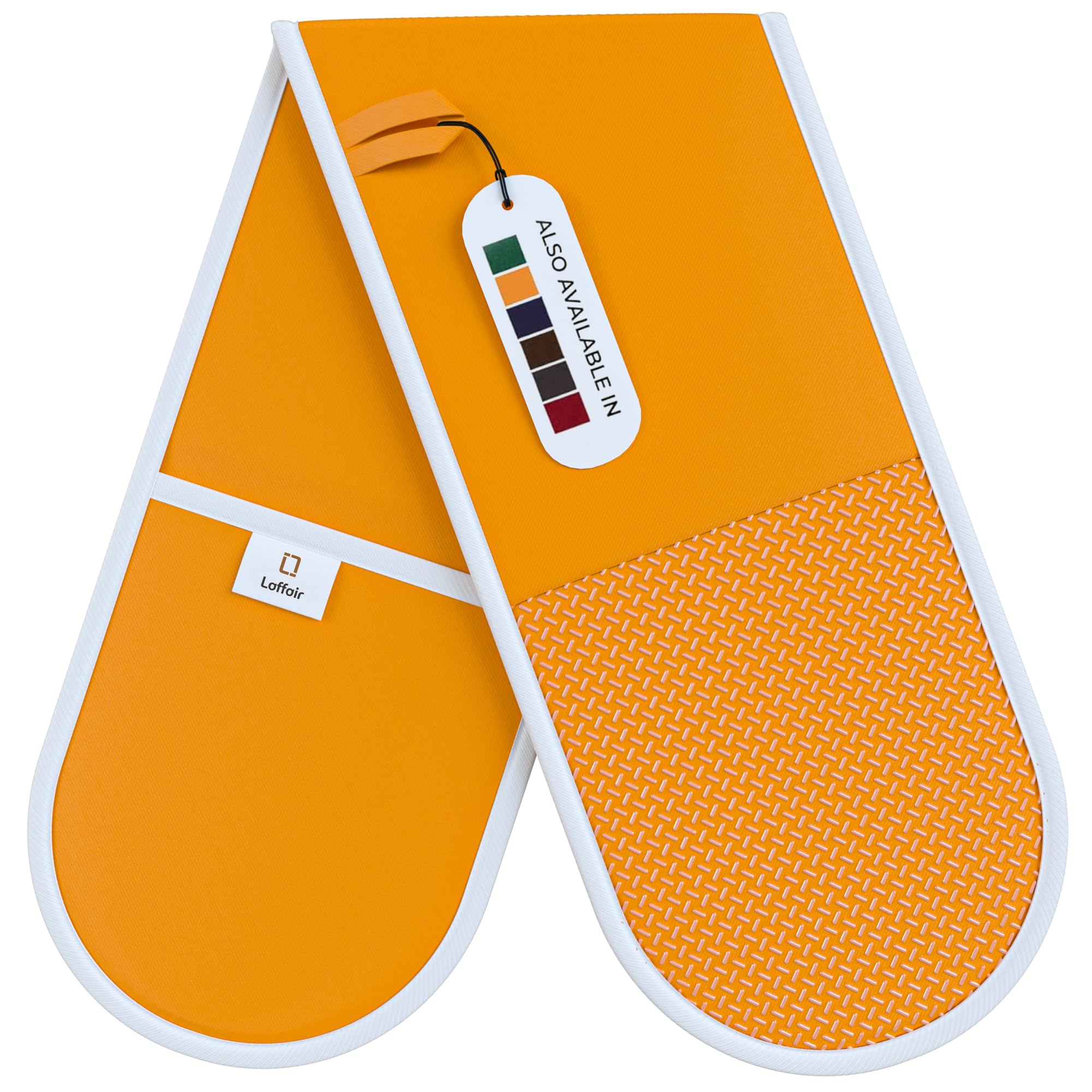 Laffair® Heat Resistant Orange Oven Gloves Double - Non-Slip Silicone Grip Double Oven Gloves - Orange Kitchen Accessories - Maximum Heat Protection — image 1