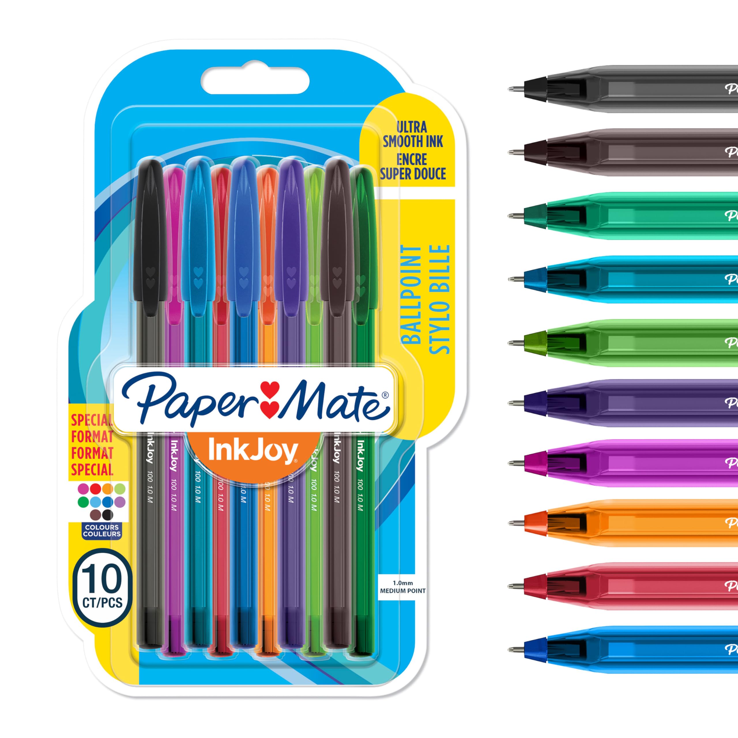 Paper Mate InkJoy 100ST Ballpoint Pens | Medium Point (1.0mm) | Fun Colours | 10 Count — image 1