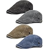 4 Pieces Newsboy Caps for Man Boston Scally Washing Cotton Flat Cap Cabbie Driving Irish Gatsby Hat Ivy Beret Adjustable Lightweight for Daily Use