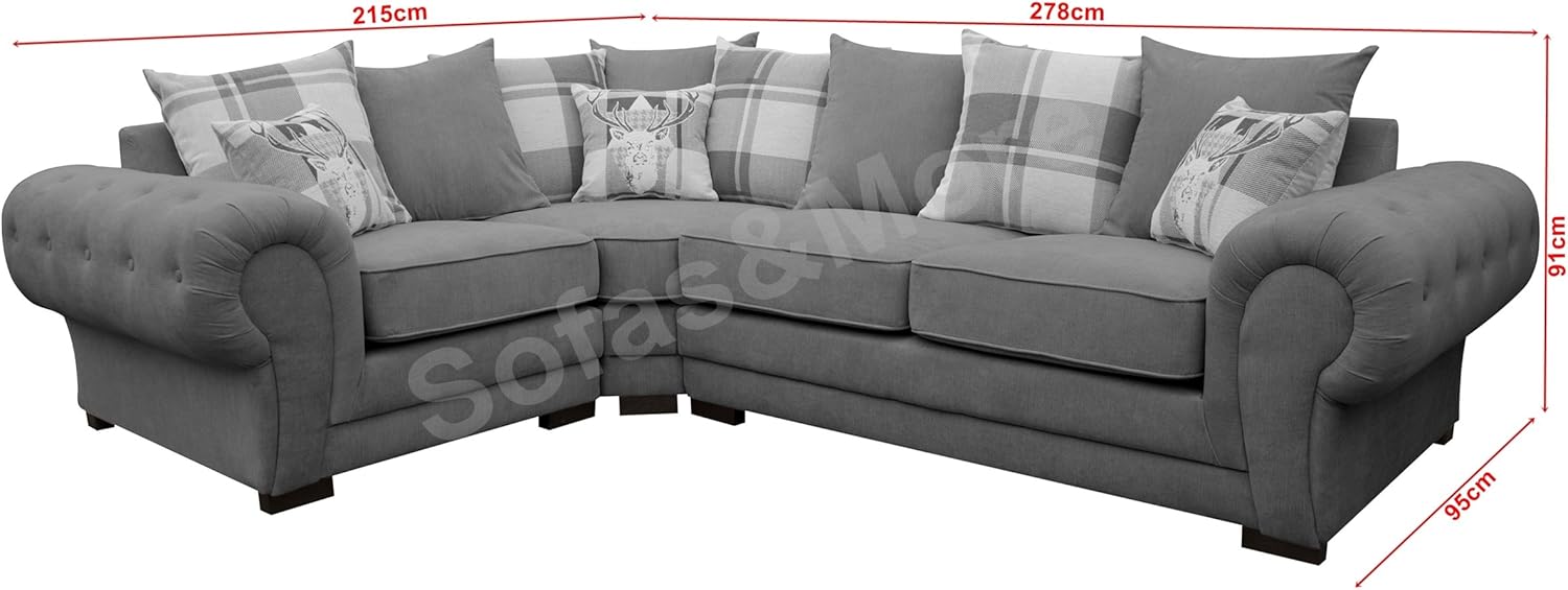 Corner Sofa Verona Fabric Left Or Right Grey Brown Cream Designer