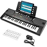 RockJam 49 Key Keyboard Piano,Sheet Music Stand, Piano Note Stickers & Simply Piano Lessons