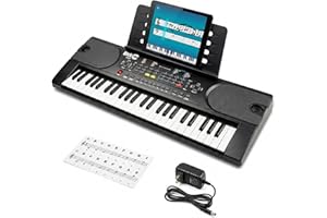 RockJam 49 Key Keyboard Piano with Power Supply, Sheet Music Stand, Piano Note Stickers & Simply Piano Lessons.