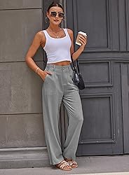 heipeiwa Women's Linen Casual High Waist Wide Leg