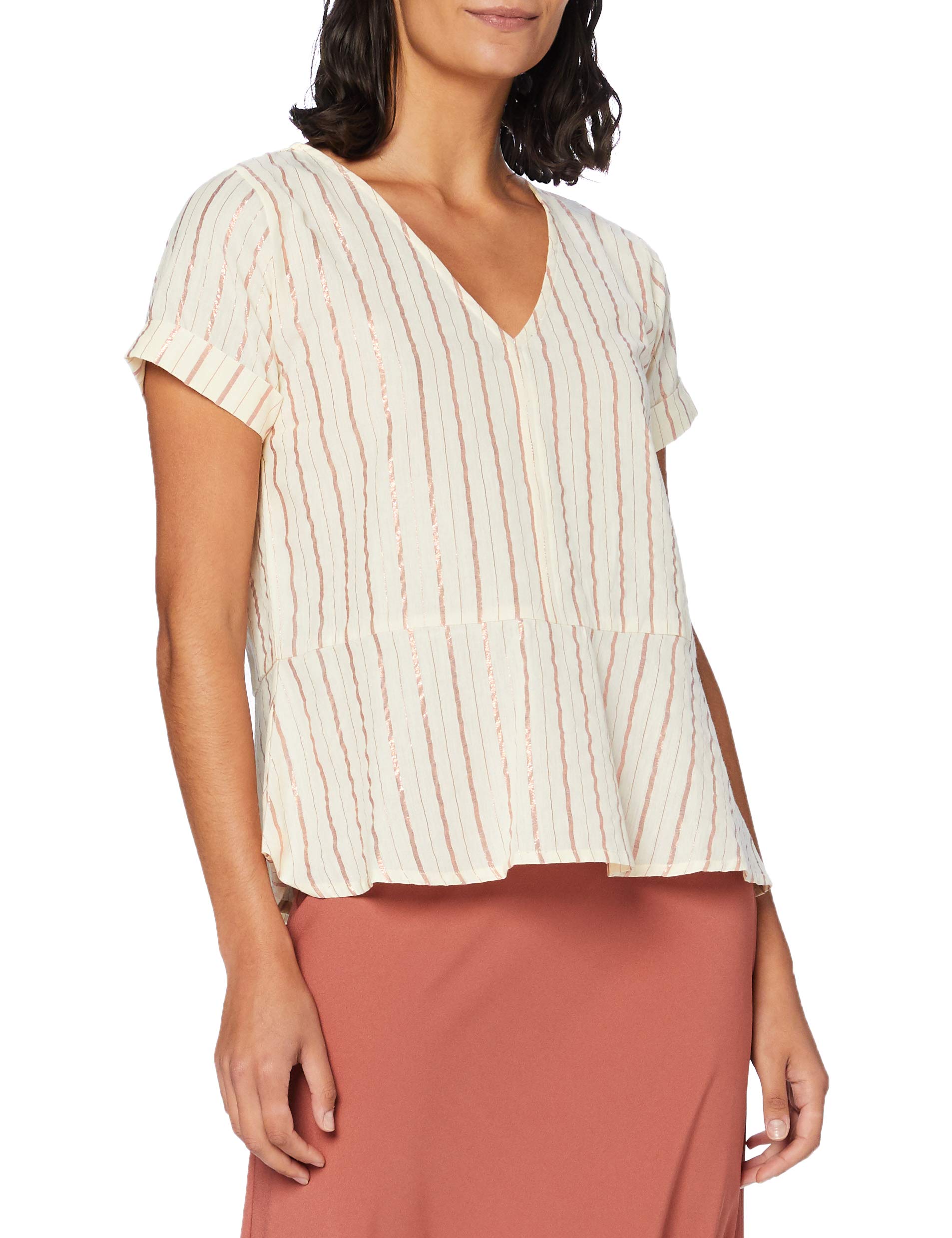 SPARKZ COPENHAGEN Women's Hilma Peplum Top ss Blouse, Off White, S