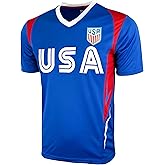 Icon Sports Official Licensed US Soccer USMNT Youth Kids Game Day Shirts Athletic Active Training Game Tee Top | USA55PF, Royal, X-Large