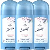 Secret Wide Solid Antiperspirant and Deodorant for Women, 24hr Sweat and Odor Protection, Stay Fresh &amp; Dry All Day Long, pH-Balanced Formula, Powder Fresh Scent, 2.7 oz (3 pack)