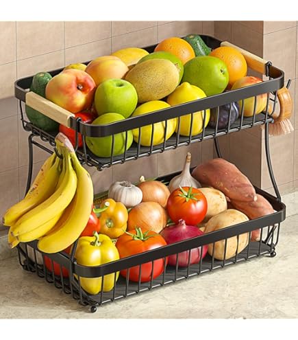 Amazon.com: NPQPNAFC Practical Fruit Bowl 2 Tier Fruit Bowl Large