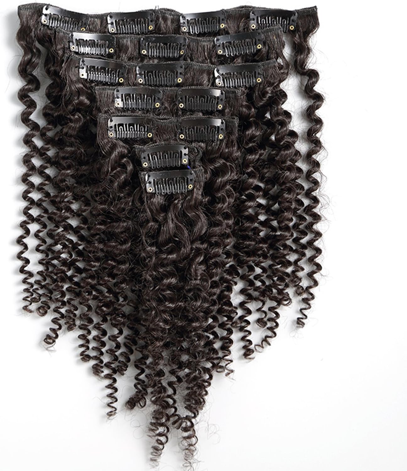 Keyu Afro Kinkys Curly Clip in Human Hair Extensions KInky Curly Clip in Hair Extension Weft 7Pcs/Set 70g Natural Black (10", Natural Black)
