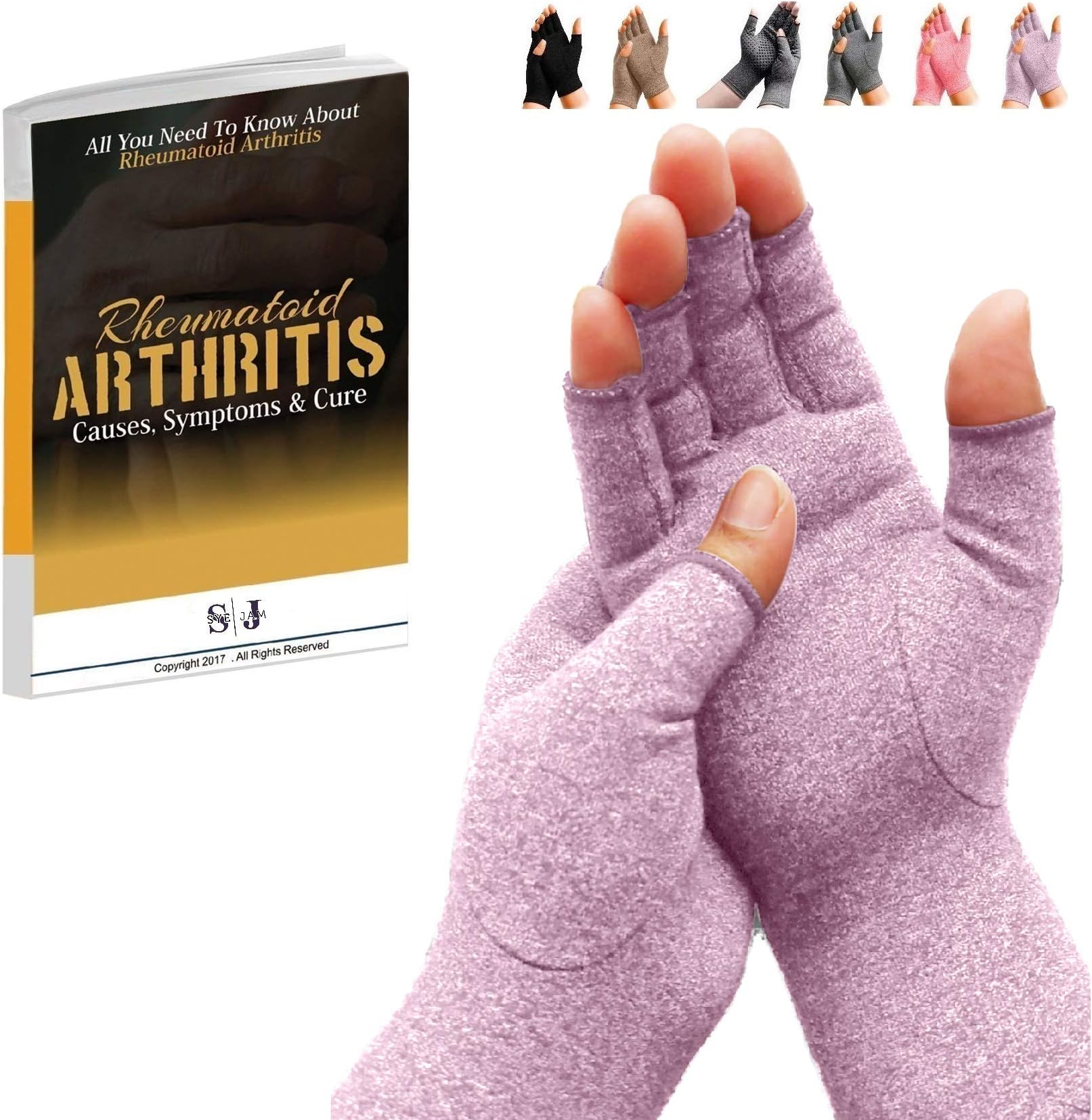 Arthritis Gloves Fingerless- Rheumatoid Arthritis Compression Gloves for Pain Relief - Purple (S) 1 Pair