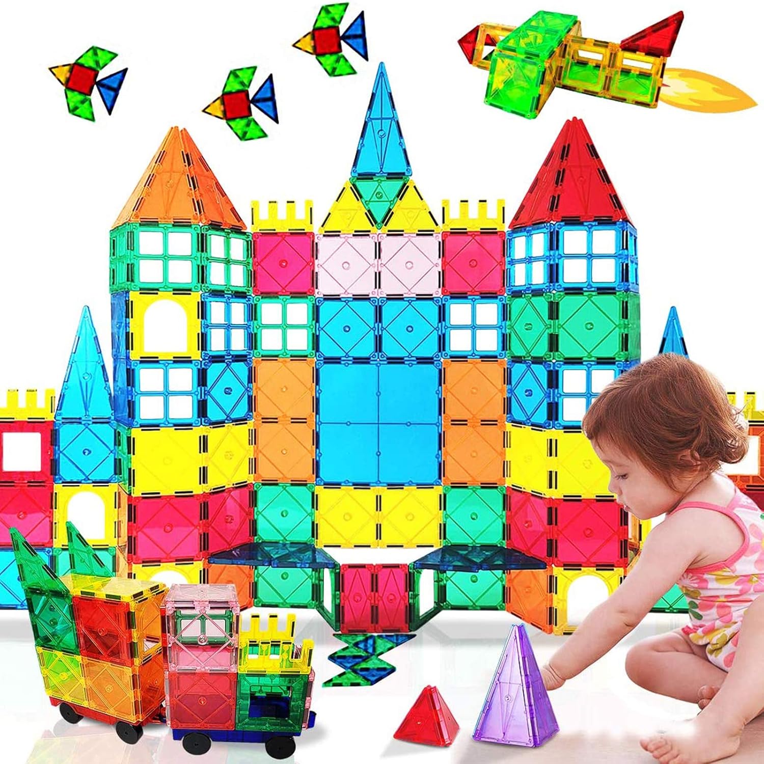 HLAOLA Magnetic Building Blocks Magnetic Tiles 3D Tiles Set 73PCS Magnetic Toys for 2 3 4 5 6 7 Year Old Boys Girls Gifts Educational Inspirational Conventional Recreational STEM Toys Tiles: Toys & Games