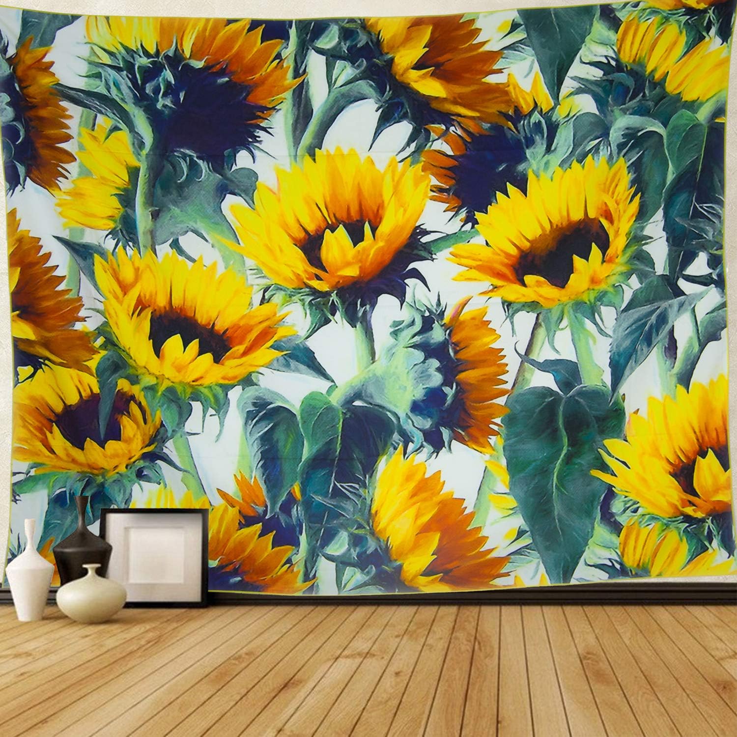 Grace Store Sunflower Tapestry Wall Hanging Yellow Mandala Tapestry for Bedroom, W81 x L61