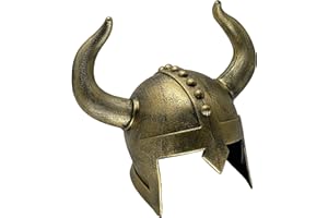 LOOYAR Adult Middle Ages Medieval Viking Age Horned Viking Helmet Berserker Soldier Warrior Costume Hat for Battle Play Halloween Cosplay Bronze