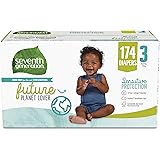 Seventh Generation Baby Diapers, Size 3, 174 count, One Month Supply, for Sensitive Skin