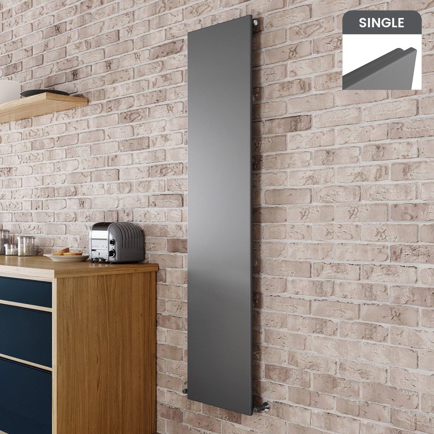 1800 x 380 mm Ultra Slim Vertical Radiator Modern Bathroom Single