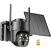 KKB 4G LTE Cellular Security Camera, No WiFi Security Camera Outdoor Built-in SIM Card Unlimited Data Plan, Solar Powered, 2K Wireless Cam Color Night Vision, PIR Motion Sensor, 355° View, 2 Way Talk