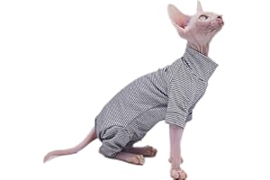 DUOMASUMI Sphynx Cat Clothes 4 Legs Pure Cotton Comfortable Stretch Hairless Cat Clothes, Devon Clothes, Kornish Clothes and Small Cats (Large)